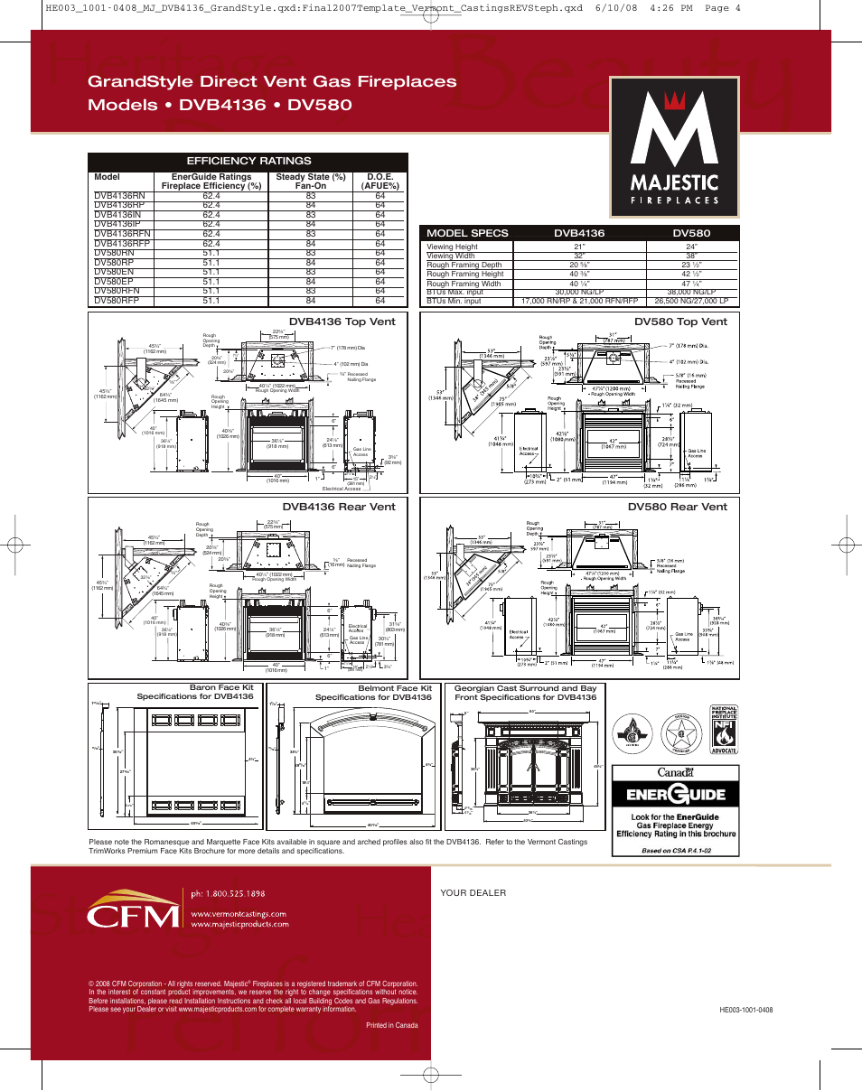 Dv580 top vent | Majestic GrandStyle DVB4136 User Manual | Page 4 / 4