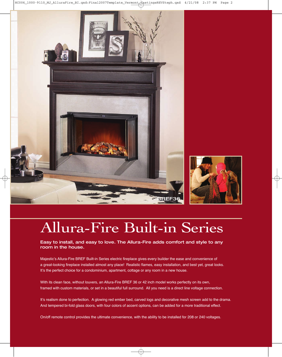 Allura-fire built-in series | Majestic BREF42 User Manual | Page 2 / 4