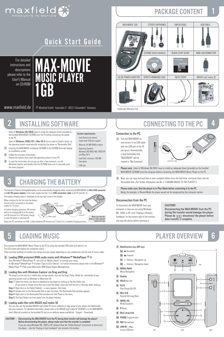 Maxfield Max-Movie 1GB User Manual | 2 pages