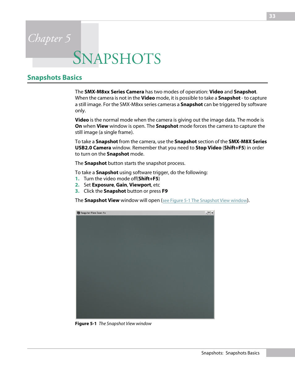 Snapshots, Snapshots basics, Chapter 5 snapshots | Napshots, Chapter 5 | Micron Technology USB Camera User Manual | Page 37 / 90