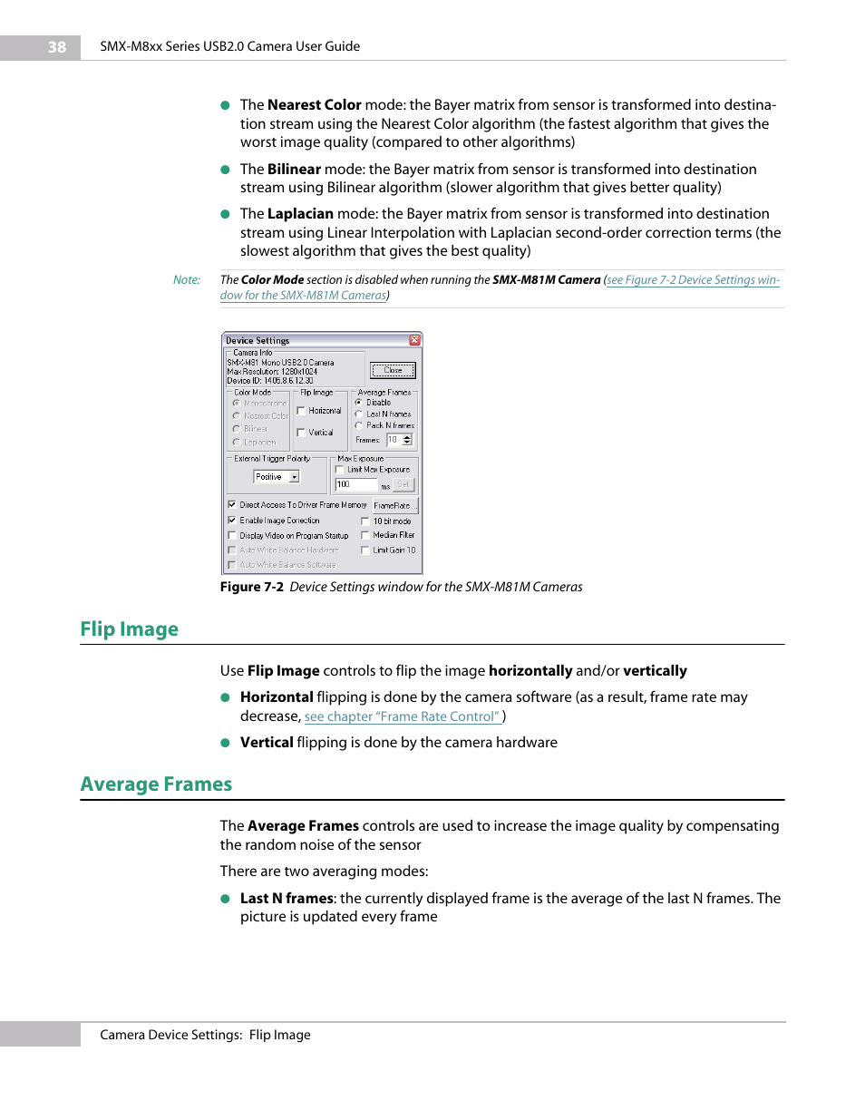 Flip image, Average frames | Micron Technology USB Camera User Manual | Page 42 / 90
