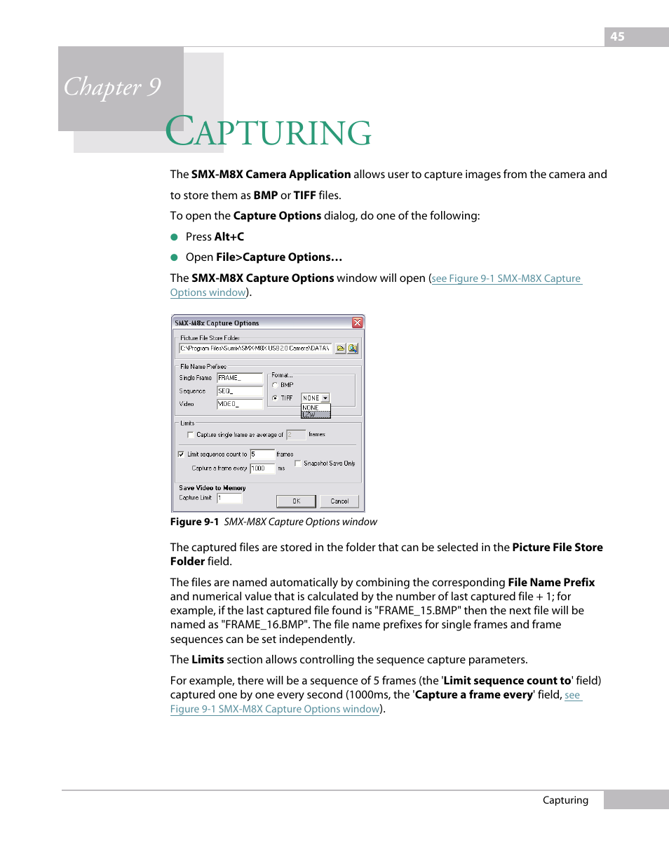 Capturing, Chapter 9 captu, Apturing | Chapter 9 | Micron Technology USB Camera User Manual | Page 49 / 90