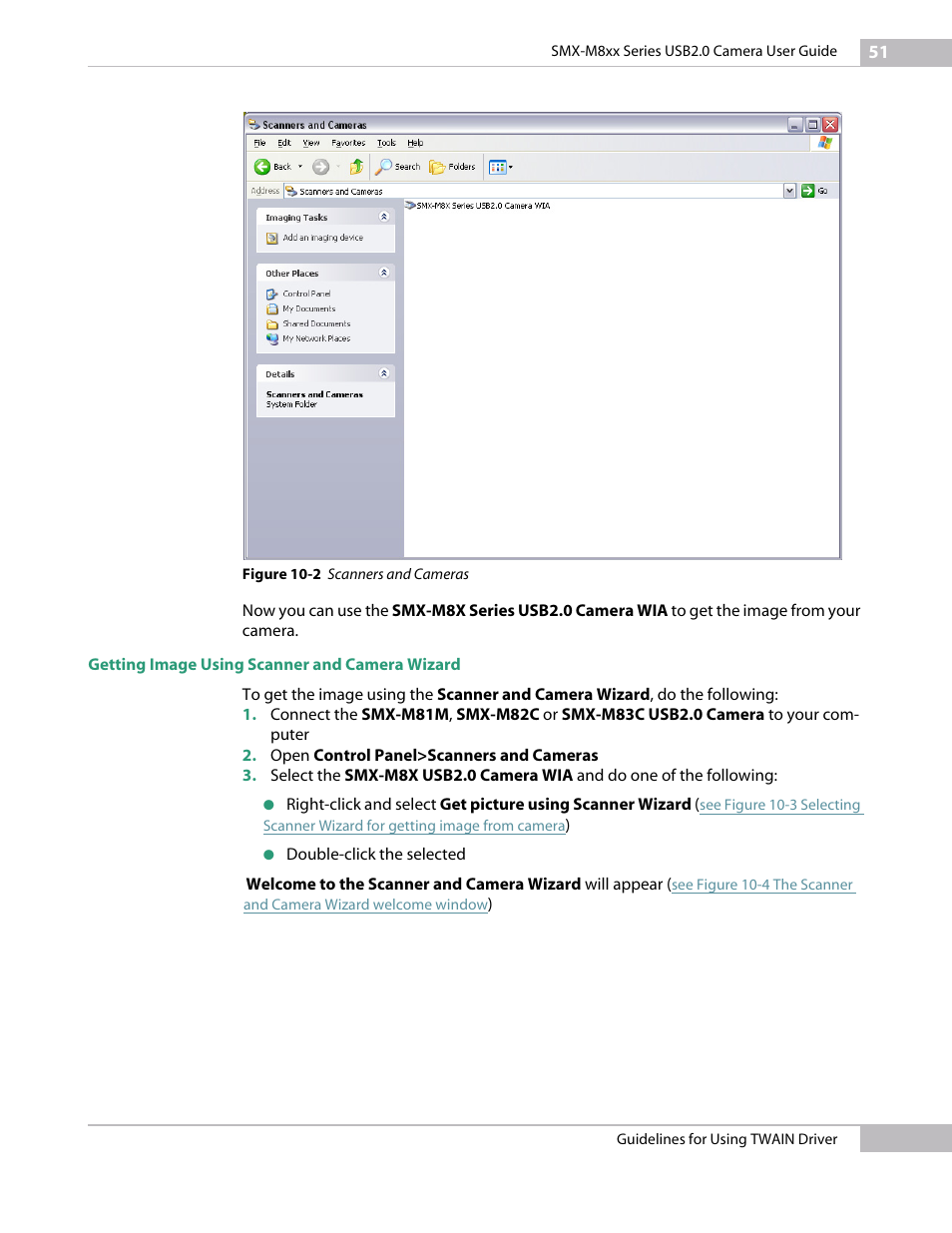 Getting image using scanner and camera wizard | Micron Technology USB Camera User Manual | Page 55 / 90