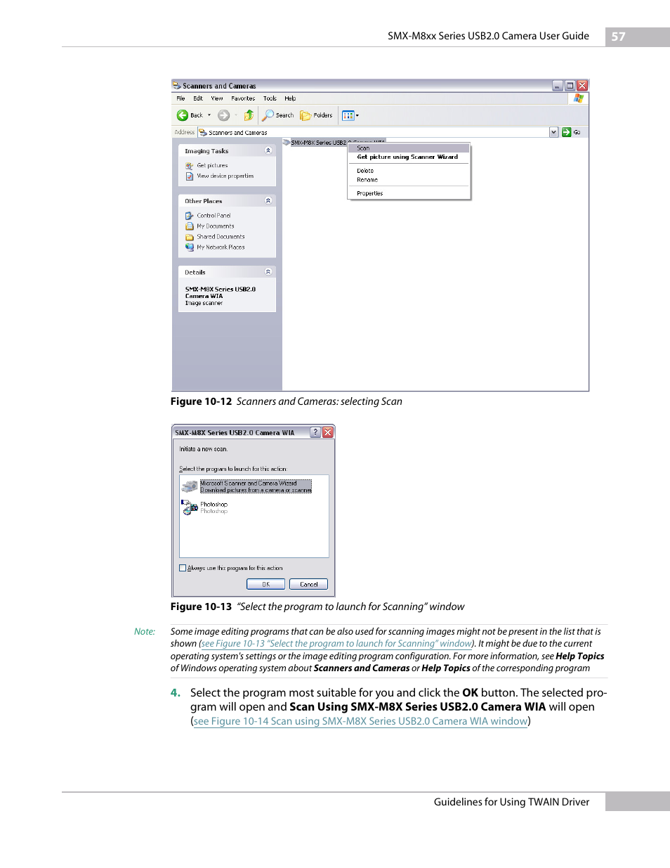 See figure 10, 12 scanners and cameras: selecting scan, Window | Micron Technology USB Camera User Manual | Page 61 / 90