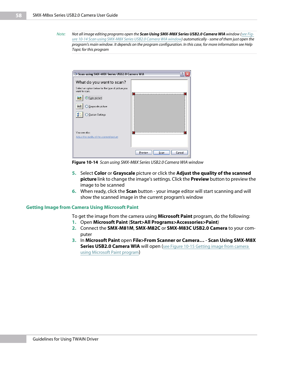 Getting image from camera using microsoft paint | Micron Technology USB Camera User Manual | Page 62 / 90