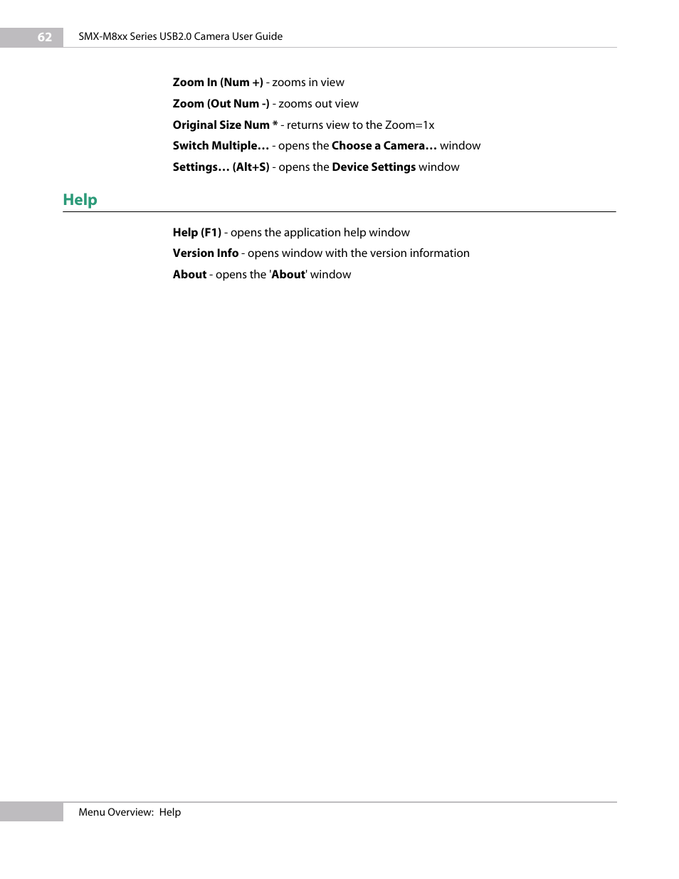 Help | Micron Technology USB Camera User Manual | Page 66 / 90
