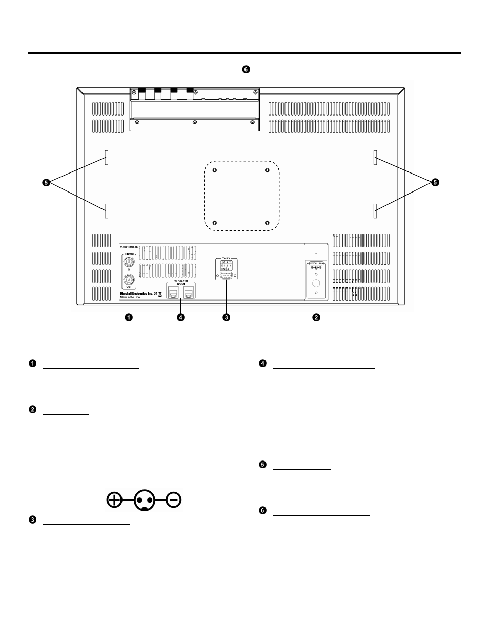 Rear panel features | Marshall electronic V-R201-IMD-TE User Manual | Page 6 / 28