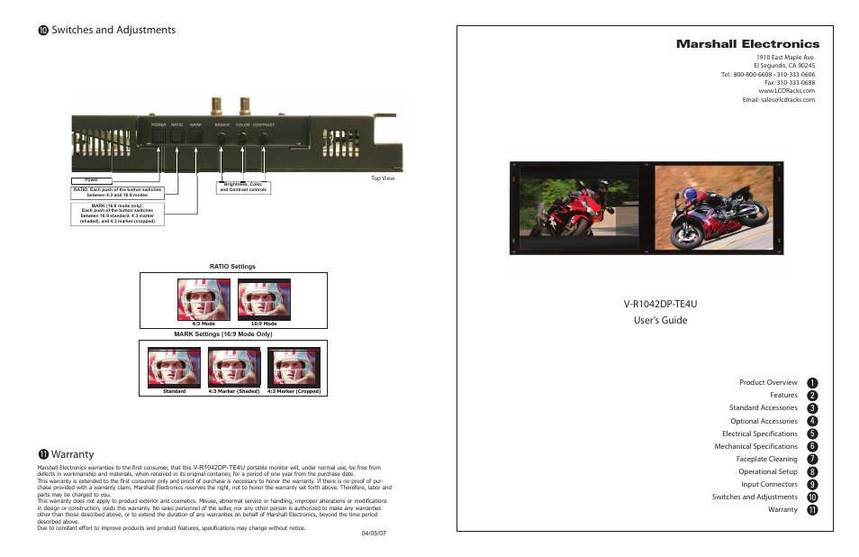 Marshall electronic V-R1042DP-TE4U User Manual | 4 pages