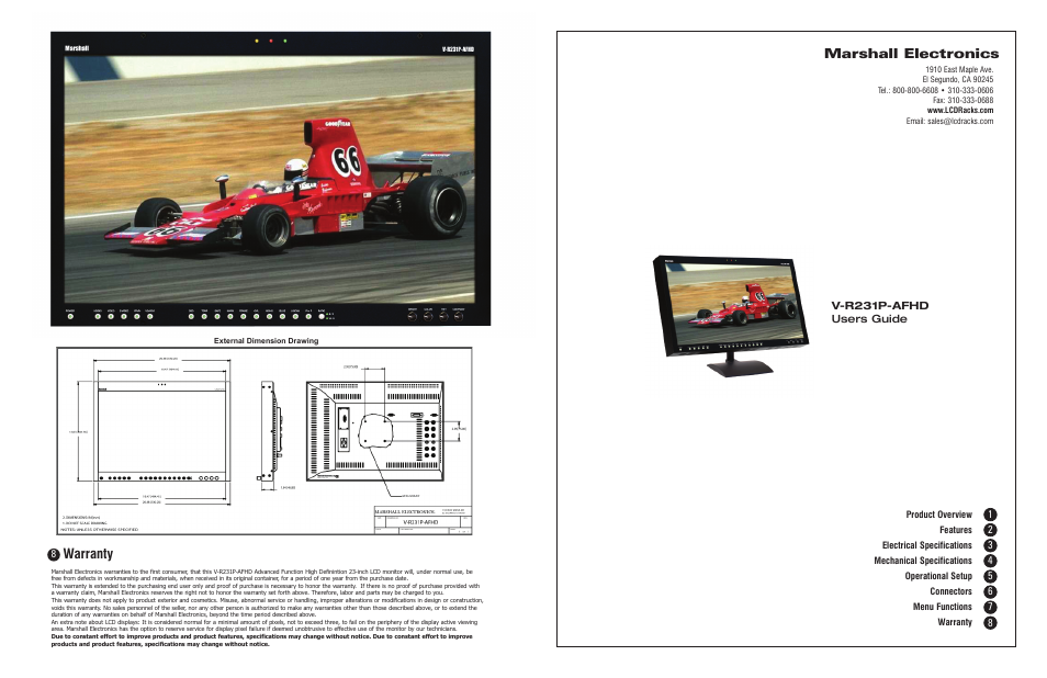 Marshall electronic V-R231P-AFHD User Manual | 4 pages
