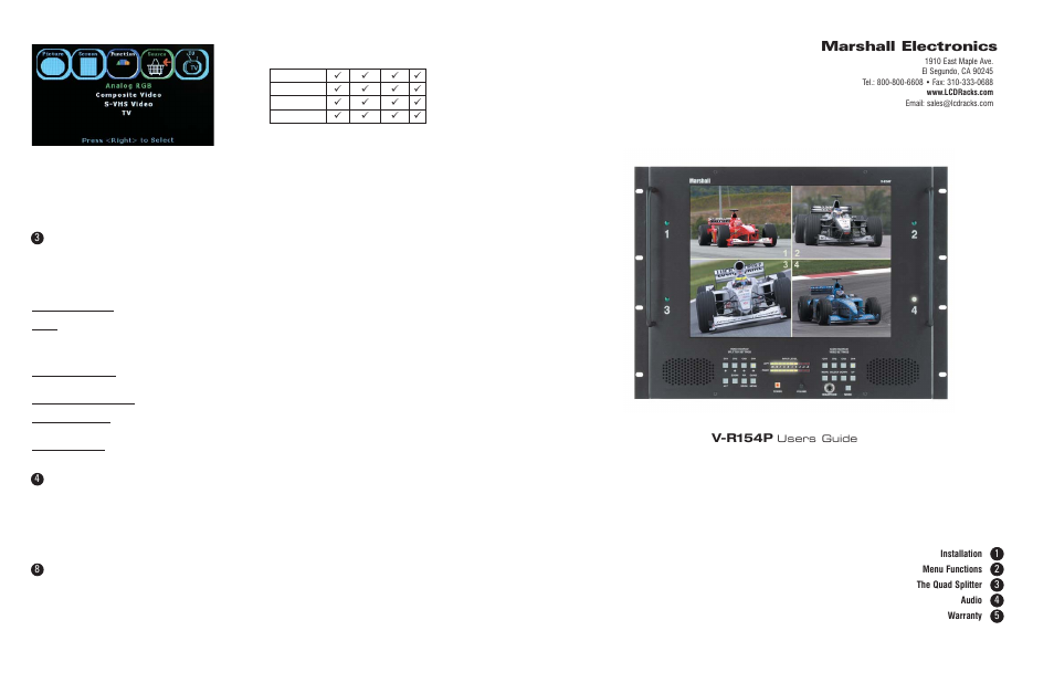 Marshall electronic V-R154P User Manual | 2 pages