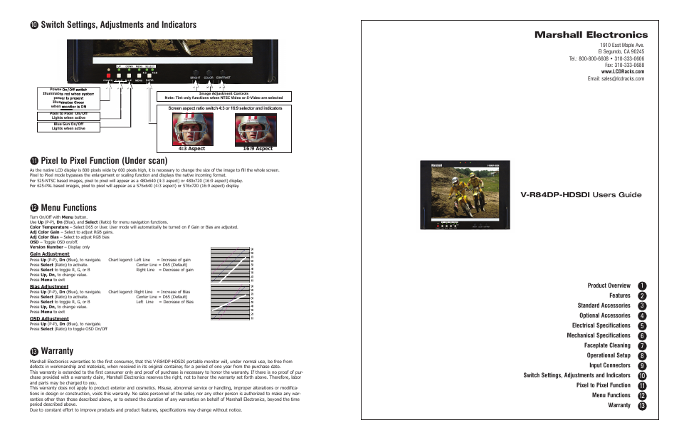 Marshall electronic V-R84DP-HDSDI User Manual | 4 pages