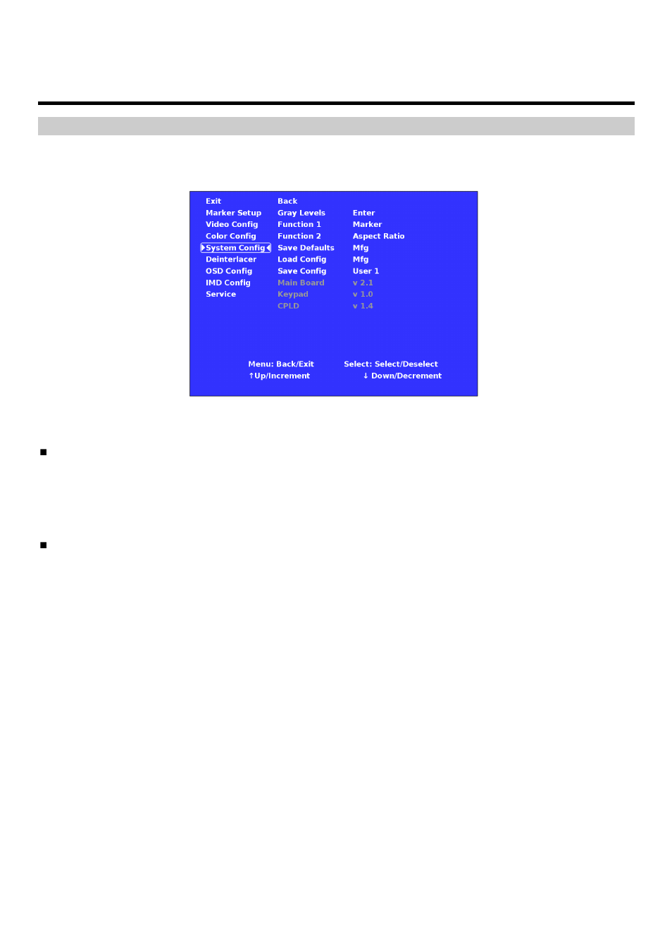 On-screen menu (continued), System configuration submenu | Marshall electronic V-R171X-IMD-HDSDI User Manual | Page 15 / 28