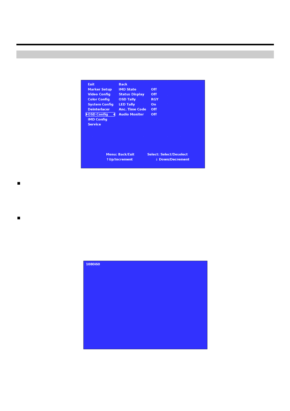 On-screen menu (continued), Osd configuration submenu | Marshall electronic V-R171X-IMD-HDSDI User Manual | Page 19 / 28
