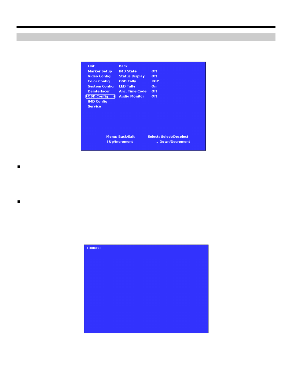 On-screen menu (continued), Osd configuration submenu | Marshall electronic V-R1041-IMD-TE4U User Manual | Page 19 / 28