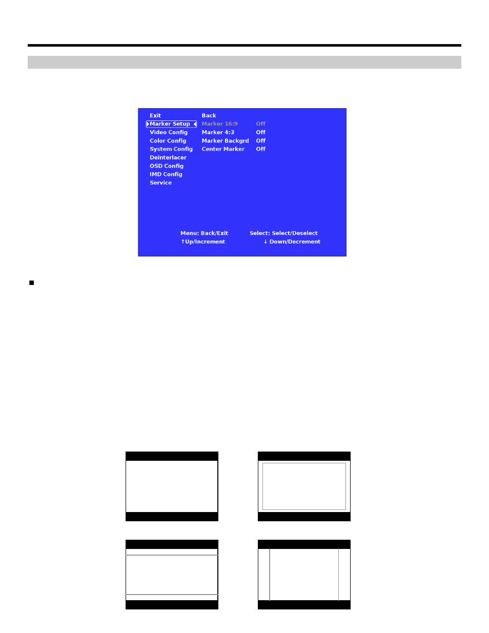 On-screen menu (continued), Marker setup submenu | Marshall electronic V-R1041-IMD-TE4U User Manual | Page 9 / 28