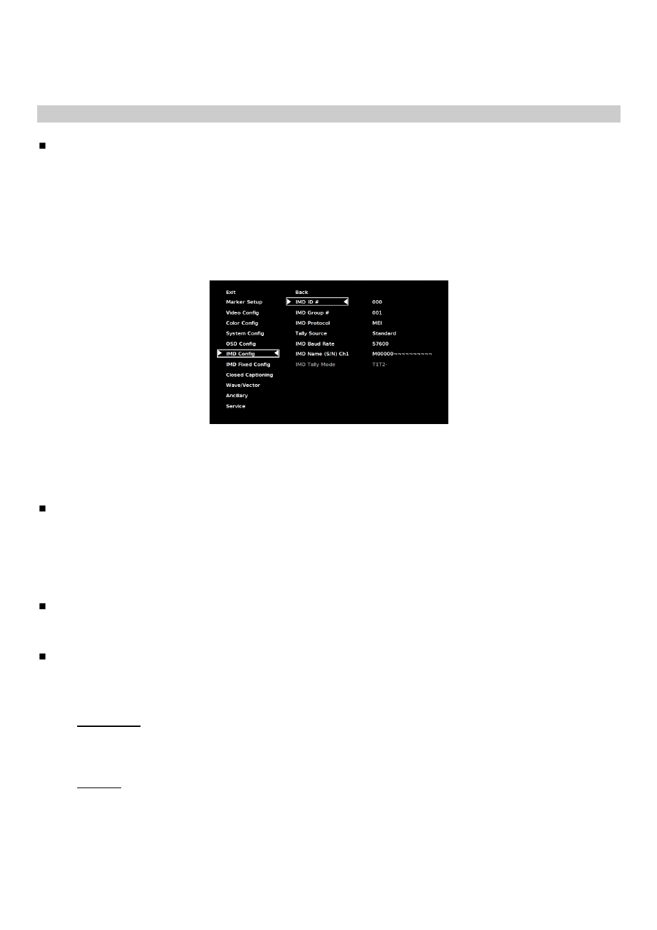 Imd config submenu | Marshall electronic V-R171X-DLW User Manual | Page 22 / 33