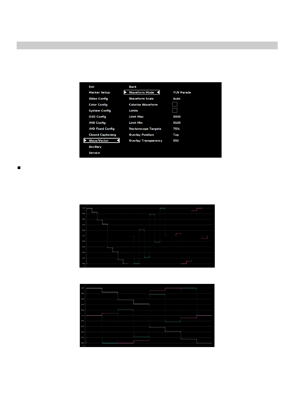 Wave/vector submenu | Marshall electronic V-R171X-DLW User Manual | Page 26 / 33