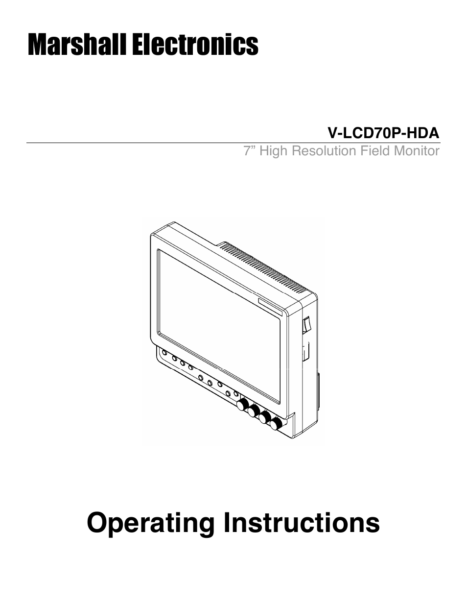 Marshall electronic V-LCD70P-HDA User Manual | 20 pages