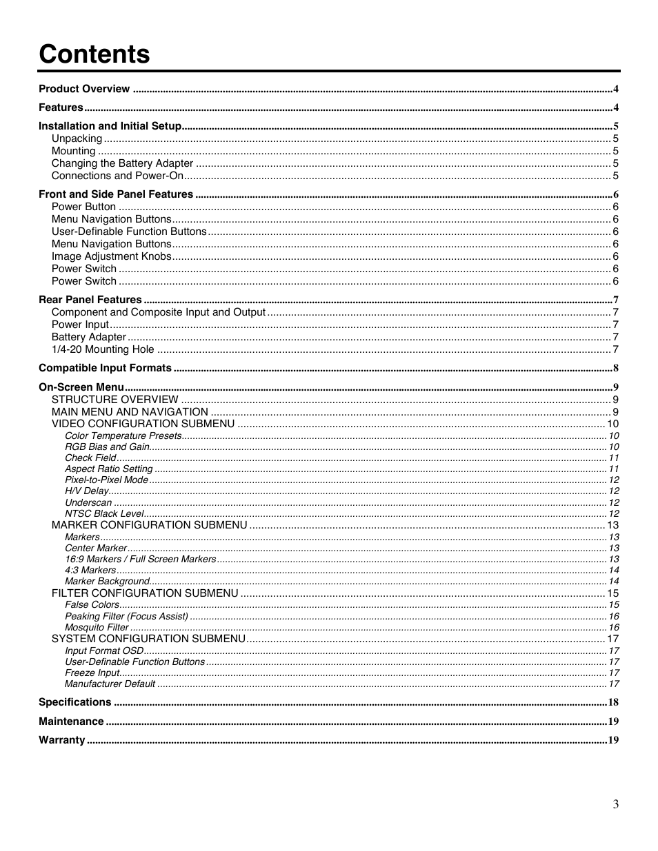 Marshall electronic V-LCD70P-HDA User Manual | Page 3 / 20