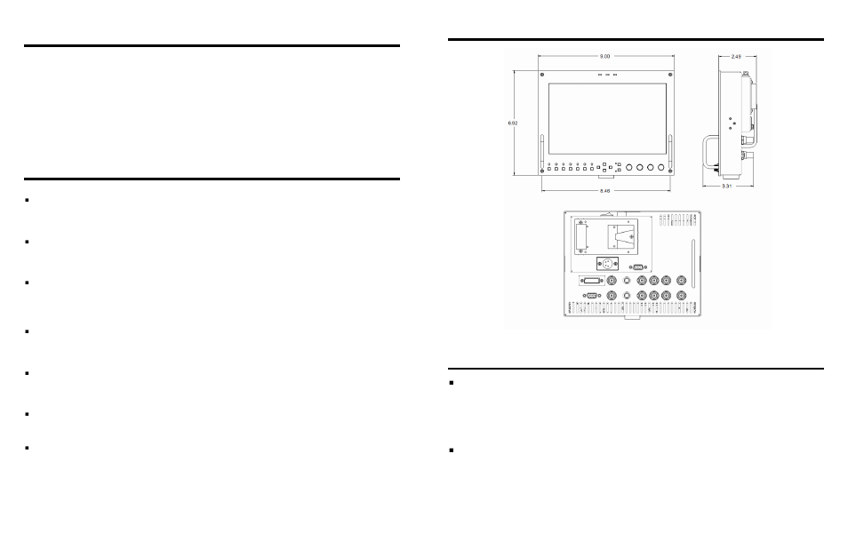 Product overview, Features, Maintenance | Specifications (continued) | Marshall electronic V-R901DP-AFHD User Manual | Page 4 / 10