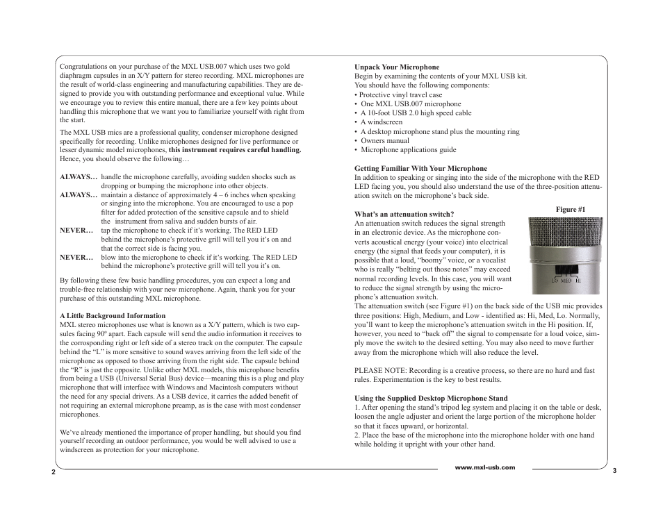 Marshall electronic Marshall MXL MXL USB.007 User Manual | Page 2 / 7