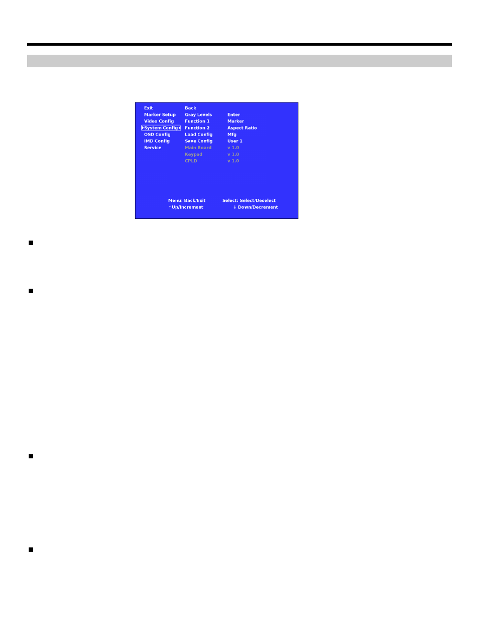 On-screen menu (continued), System configuration submenu | Marshall electronic V-R231-IMD-HDSDI User Manual | Page 14 / 23