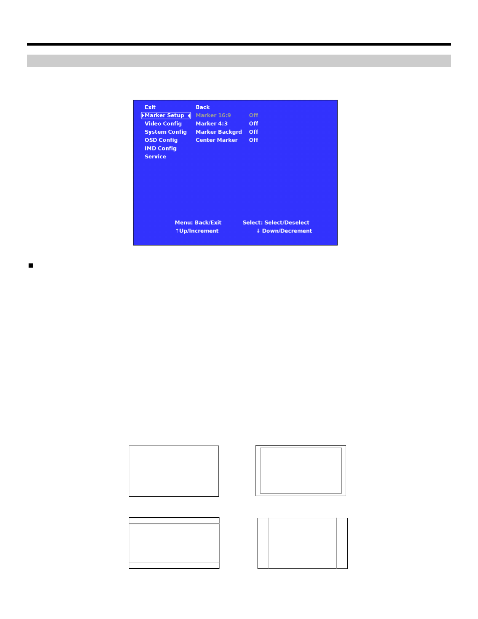 On-screen menu (continued), Marker setup submenu | Marshall electronic V-R231-IMD-HDSDI User Manual | Page 9 / 23