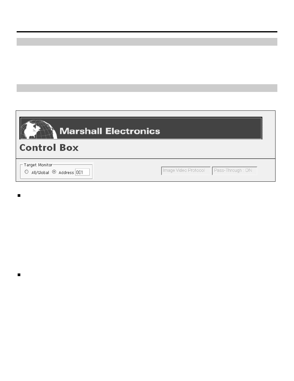 Web interface, Overview, Target monitor | Marshall electronic Network Control Box for IMD Monitors NCB-1004 User Manual | Page 16 / 24