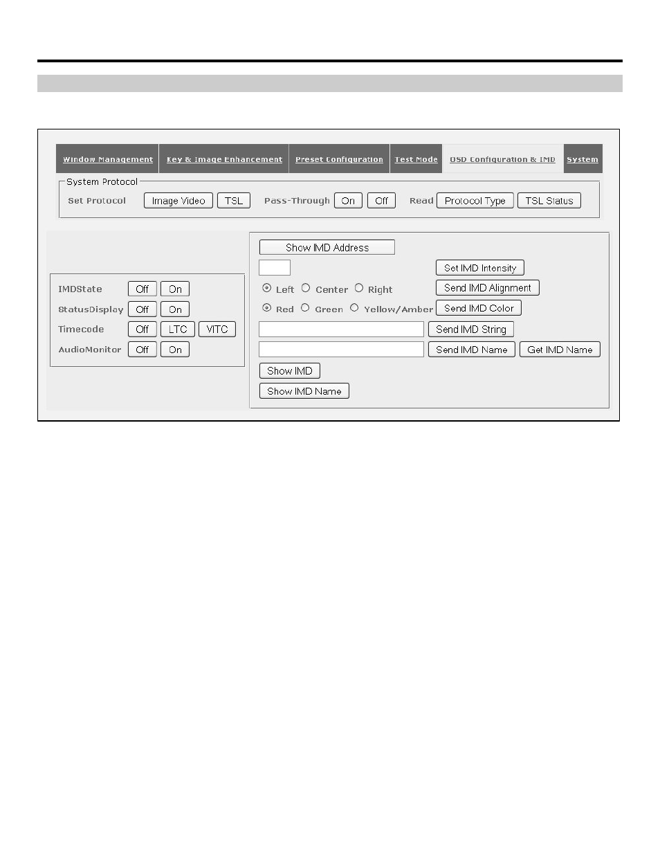 Web interface (continued), Osd configuration & imd | Marshall electronic Network Control Box for IMD Monitors NCB-1004 User Manual | Page 19 / 24