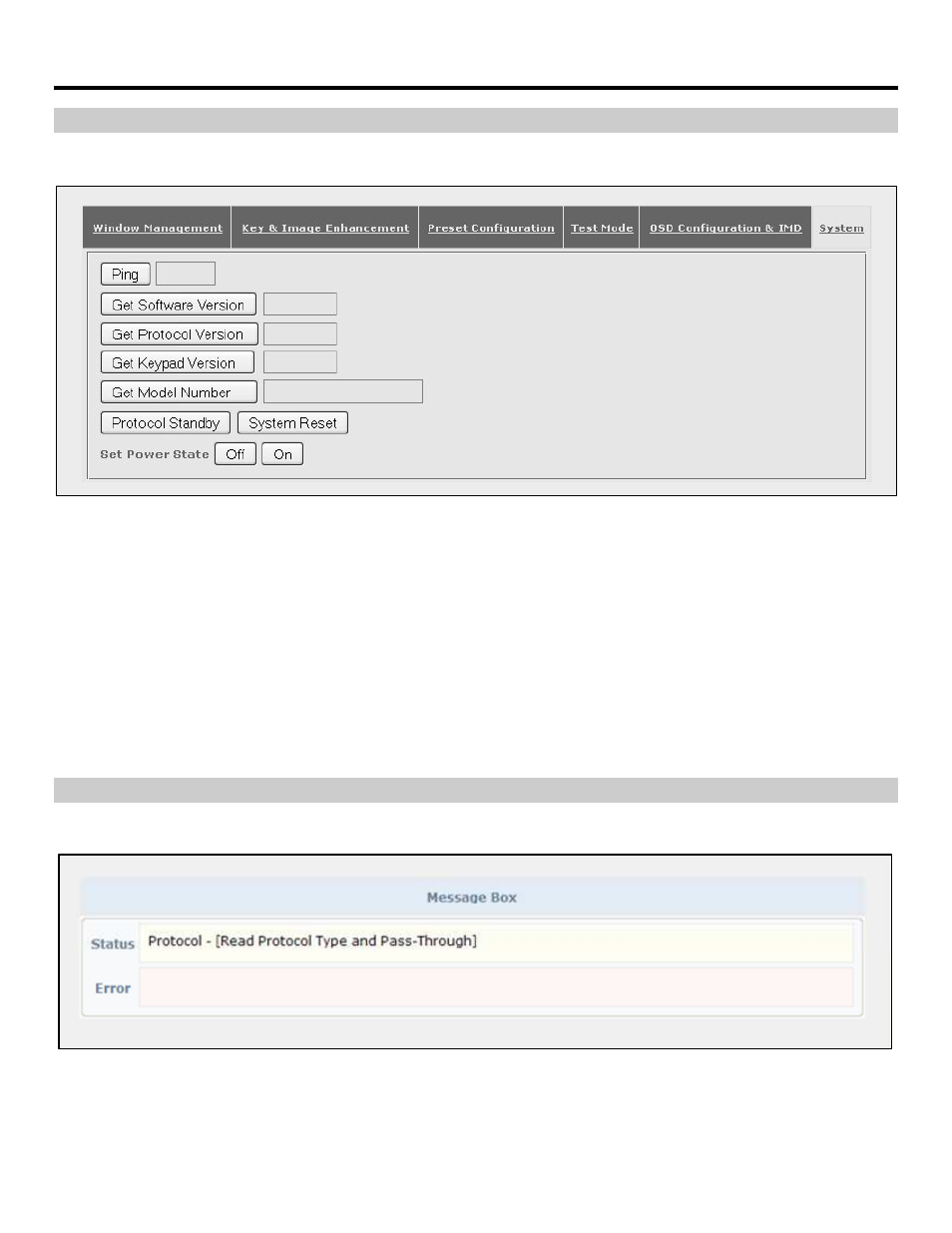 Web interface (continued), System, Message box | Marshall electronic Network Control Box for IMD Monitors NCB-1004 User Manual | Page 20 / 24