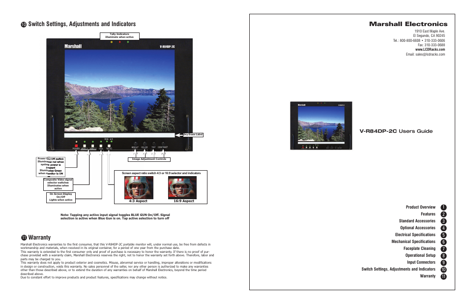 Marshall electronic V-R84DP-2C User Manual | 4 pages