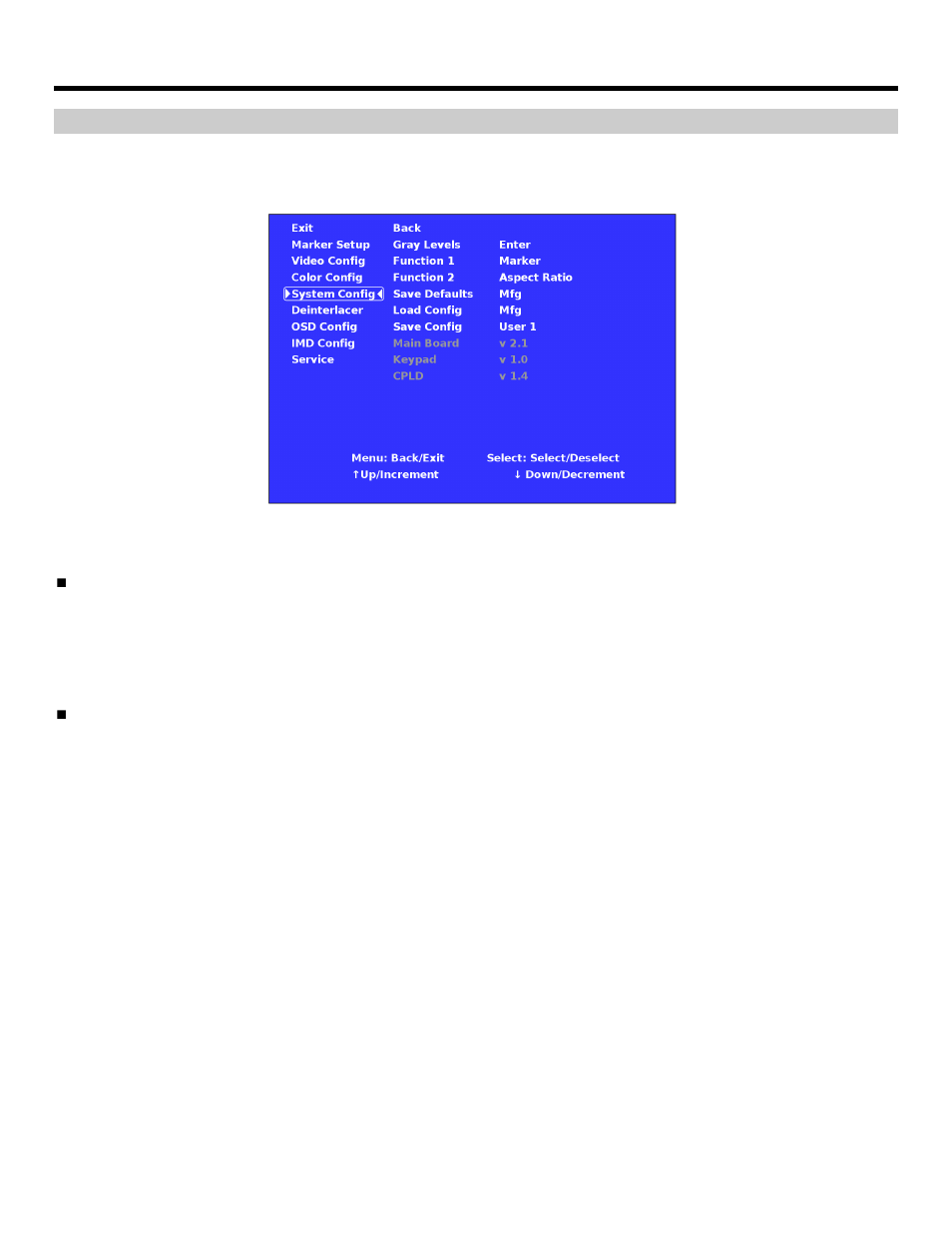 On-screen menu (continued), System configuration submenu | Marshall electronic V-R261-IMD-HDSDI User Manual | Page 15 / 28