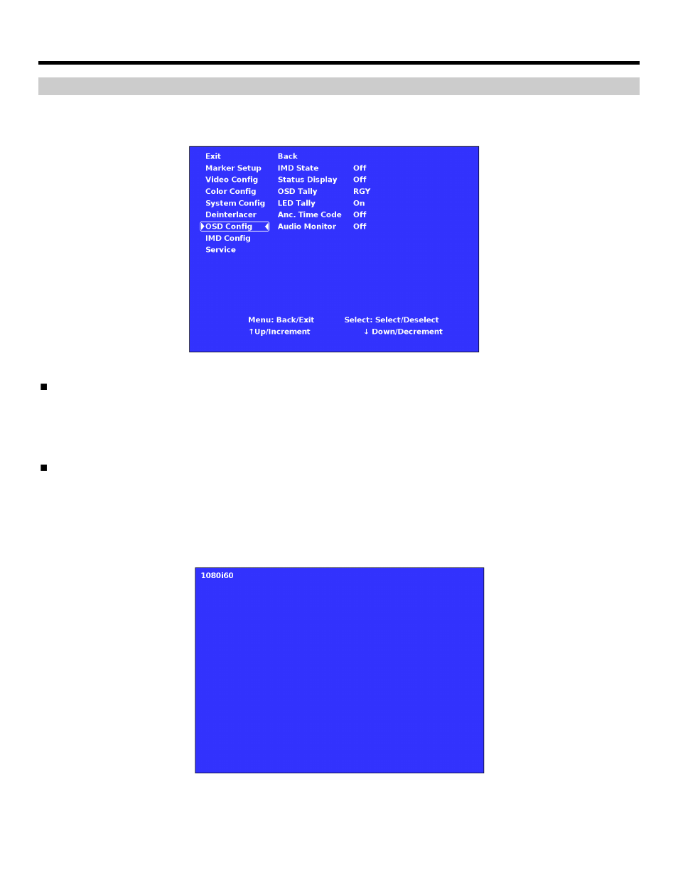 On-screen menu (continued), Osd configuration submenu | Marshall electronic V-R261-IMD-HDSDI User Manual | Page 19 / 28