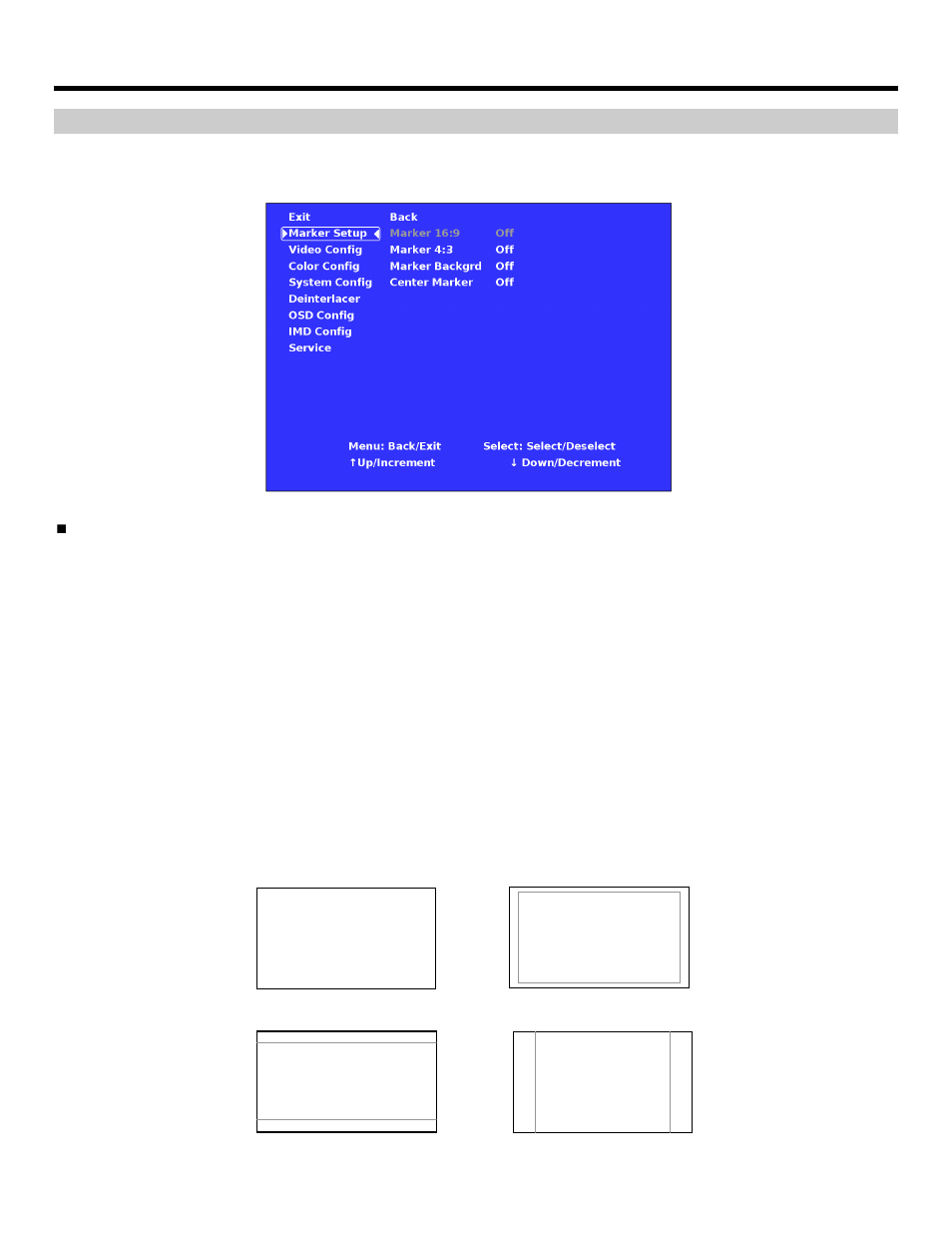 On-screen menu (continued), Marker setup submenu | Marshall electronic V-R261-IMD-HDSDI User Manual | Page 9 / 28