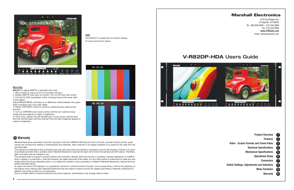 Marshall electronic V-R82DP-HDA User Manual | 4 pages