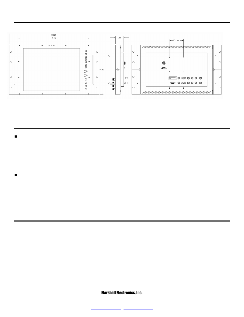 Maintenance, Warranty, Specifications (continued) | Marshall electronic SD/HD VIDEO LCD MONITOR V-R151DP-AFSD User Manual | Page 16 / 16