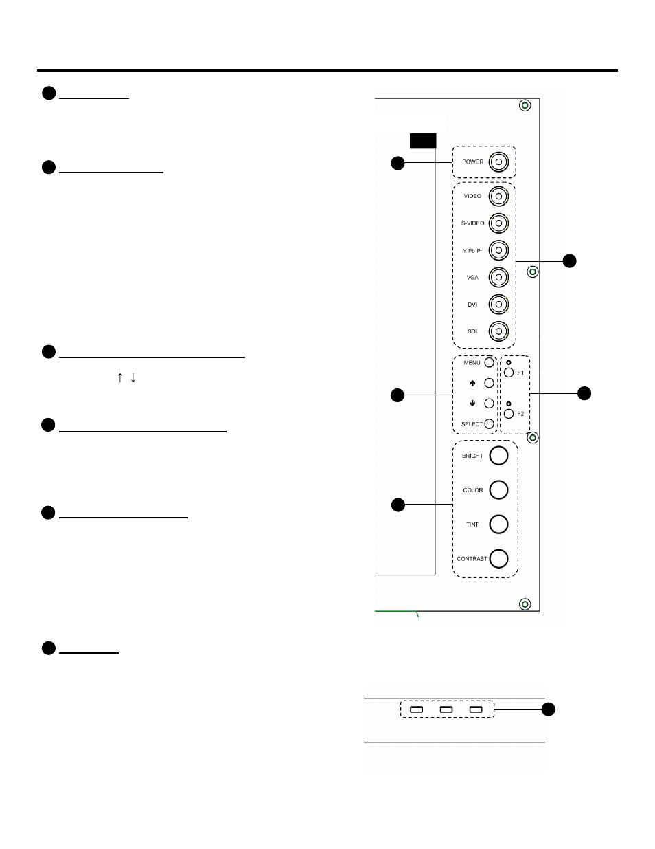 Front panel features | Marshall electronic SD/HD VIDEO LCD MONITOR V-R151DP-AFSD User Manual | Page 5 / 16