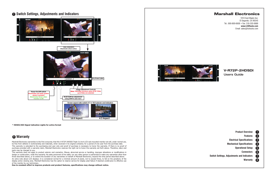 Marshall electronic V-R72P-2HDSDI User Manual | 2 pages