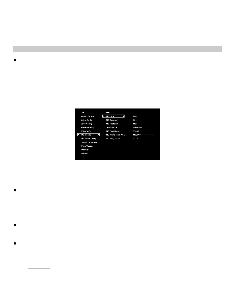 Imd config submenu | Marshall electronic V-R261-DLW User Manual | Page 23 / 36