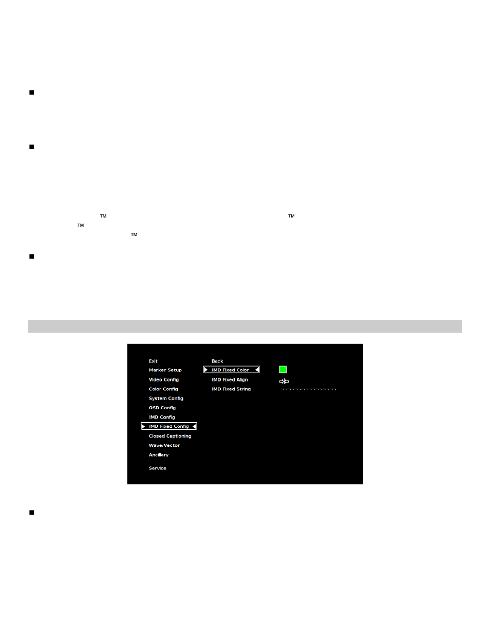 Imd fixed config submenu | Marshall electronic V-R261-DLW User Manual | Page 25 / 36