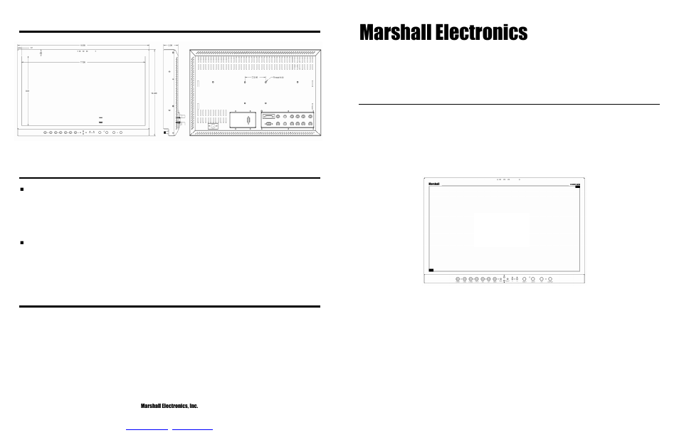 Marshall electronic SD/HD Widescreen LCD Monitor V-R201P-AFHD User Manual | 8 pages