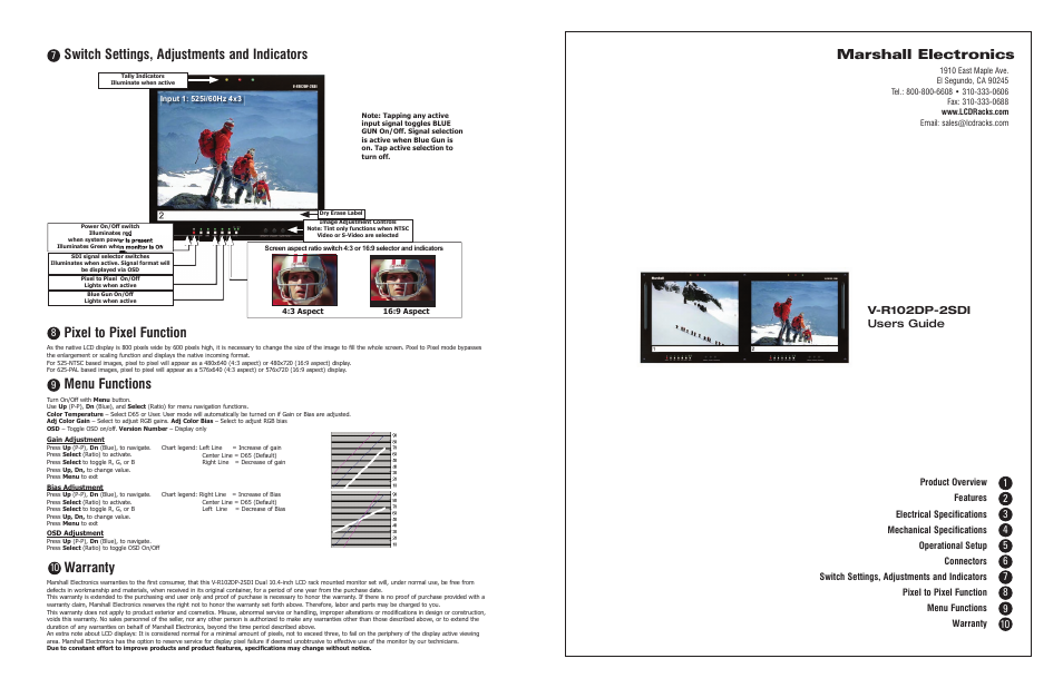 Marshall electronic Dual 10.4-inch LCD Rack Mounted Monitor V-R102DP-2SDI User Manual | 2 pages