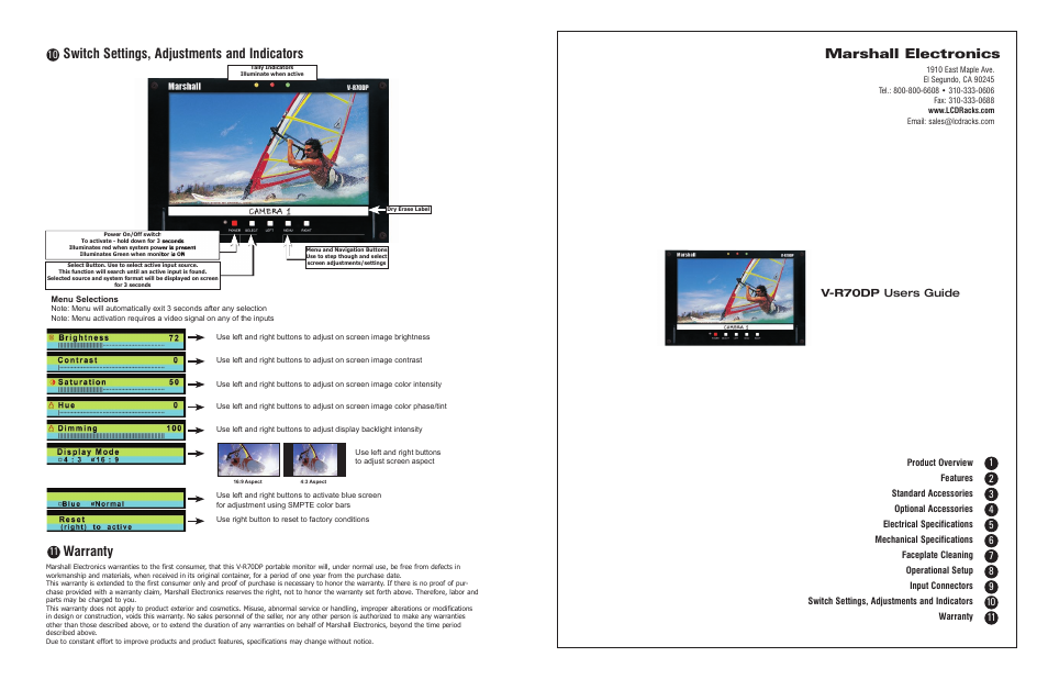 Marshall electronic V-R70DP User Manual | 4 pages