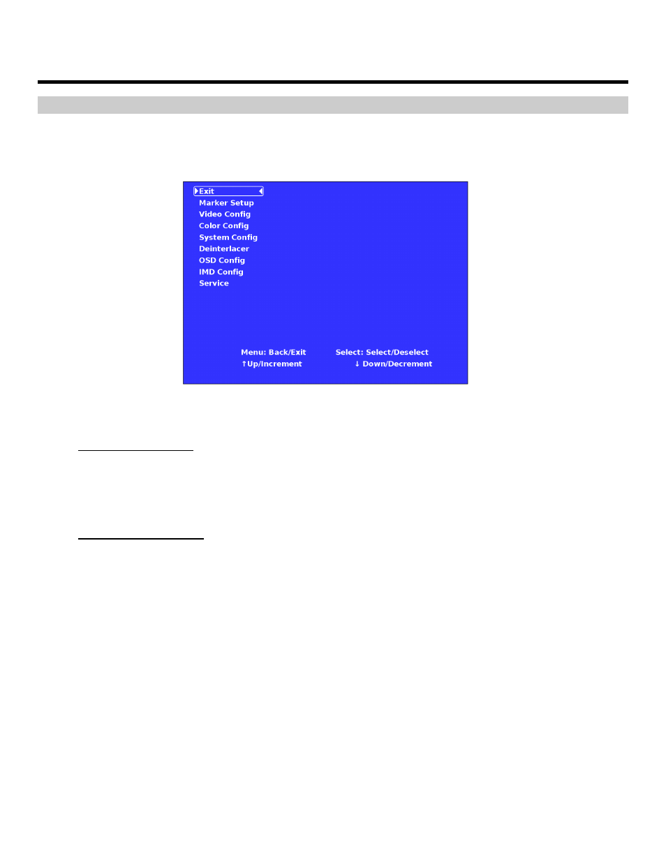 On-screen menu (continued), Main menu and navigation | Marshall electronic V-R653-IMD-TE User Manual | Page 8 / 28