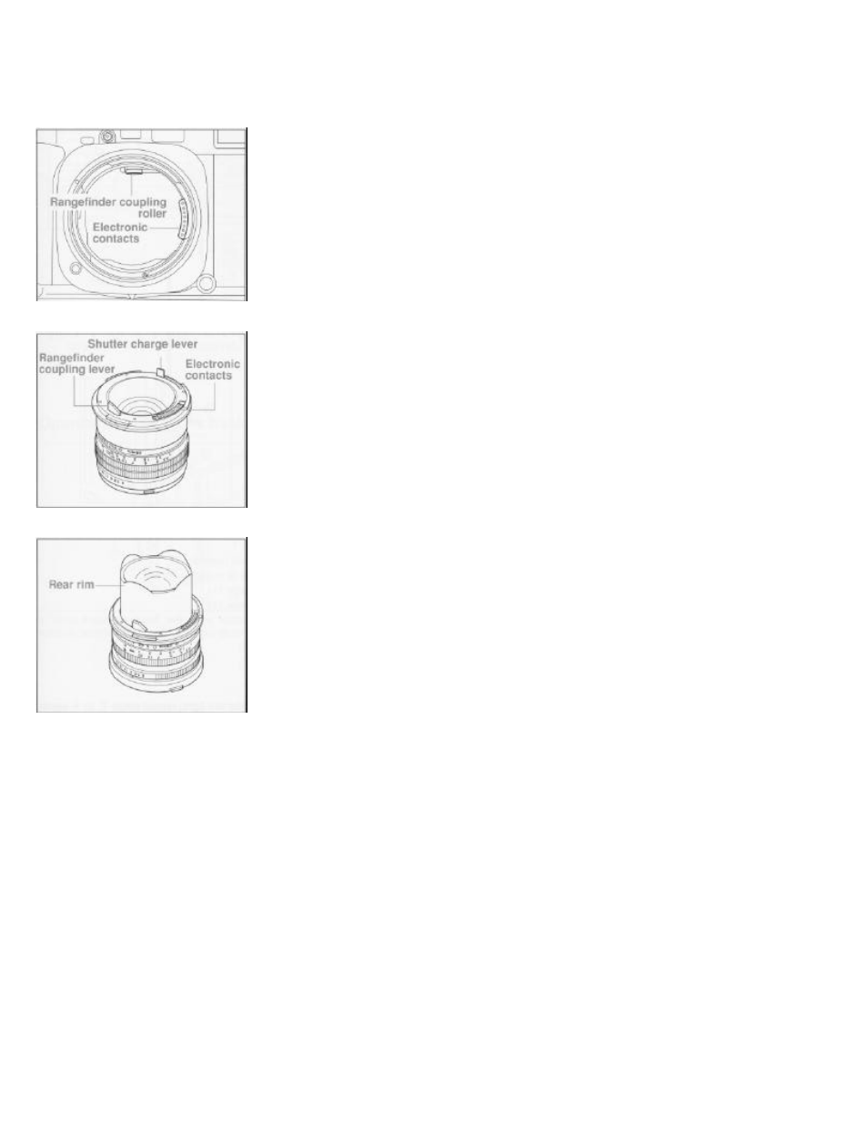Precaution for mounting/removing lenses | Mamiya 7 II User Manual | Page 15 / 45