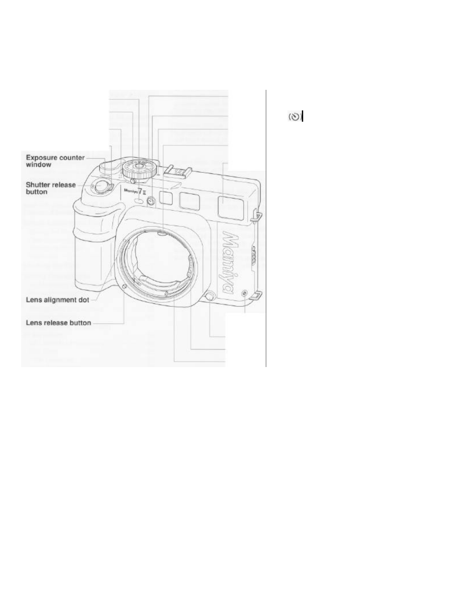 Nomenclature parts, Camera body - front | Mamiya 7 II User Manual | Page 6 / 45