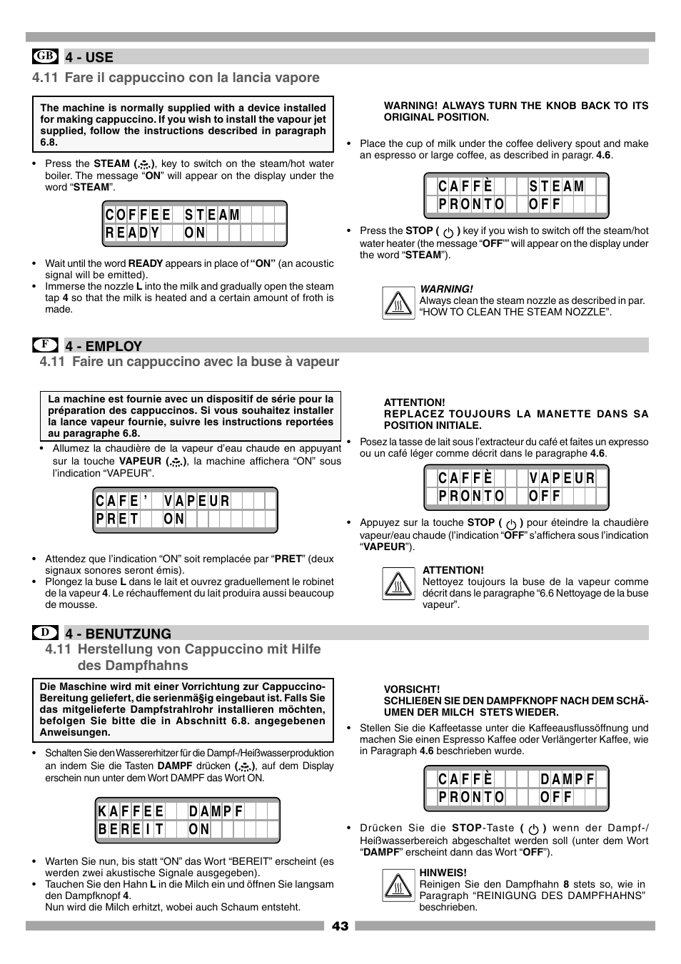 Mamiya Built-In Automatic Electronic Coffee Machine SCM1 User Manual | Page 42 / 101
