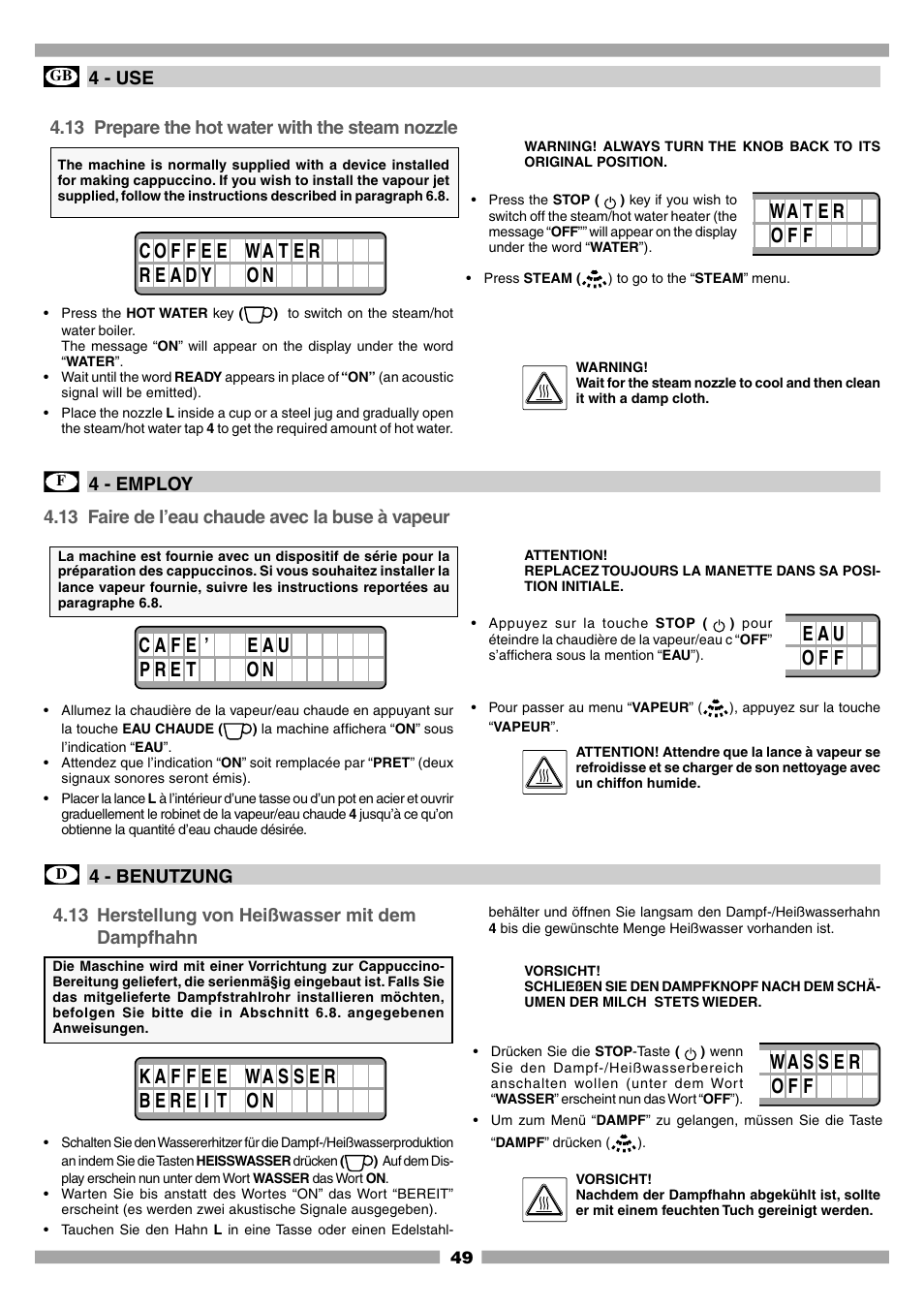 Mamiya Built-In Automatic Electronic Coffee Machine SCM1 User Manual | Page 48 / 101
