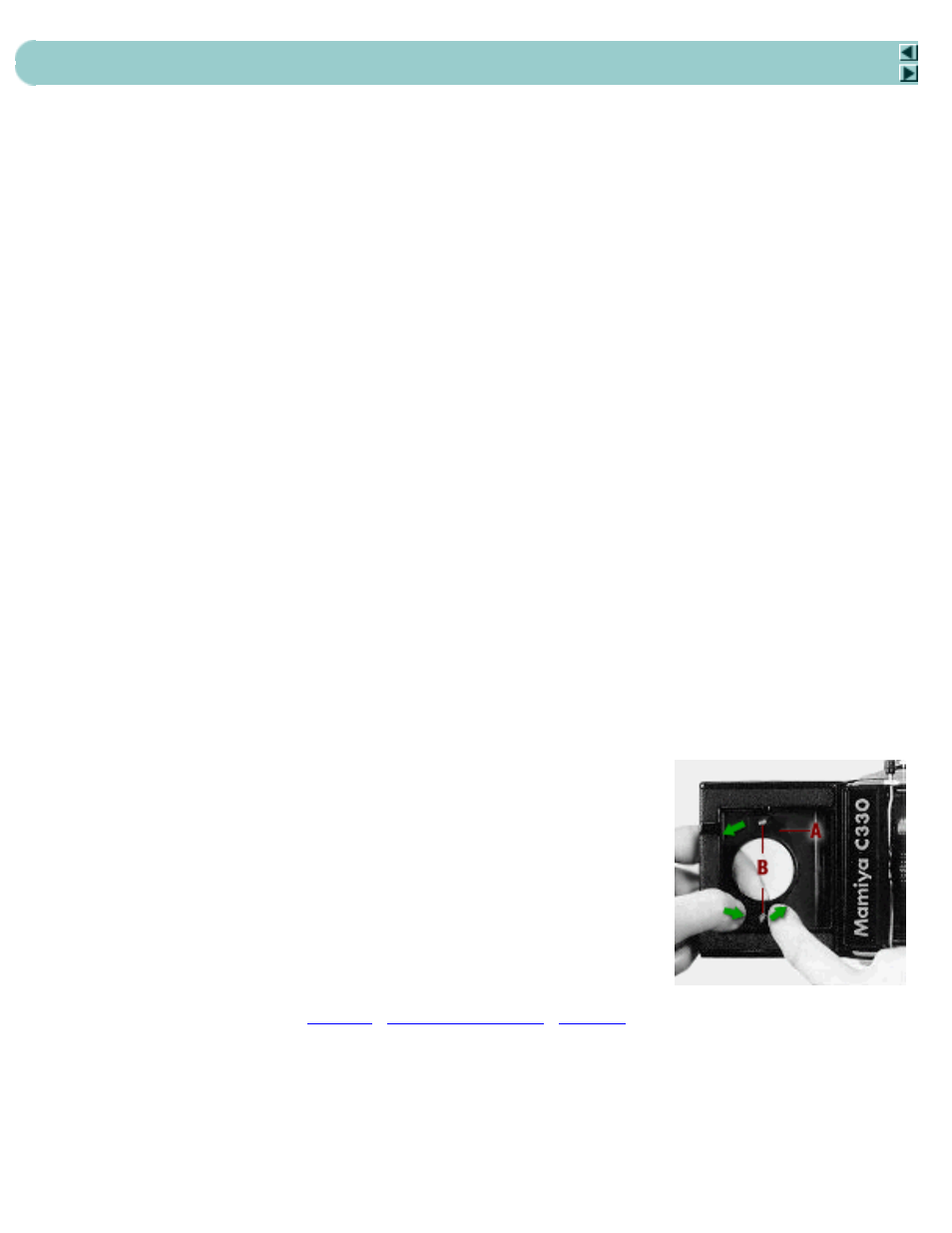 Next, Changing the magnifier 24 | Mamiya C330 User Manual | Page 26 / 49