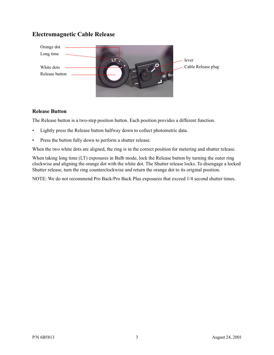 Electromagnetic cable release | Mamiya RZ67 User Manual | Page 3 / 3